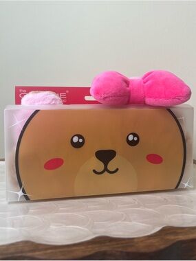 The Crème Shop Teddy Spa Headband Pink Bow Plush Skincare NWT